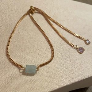 Adjustable Gold Tone Chain Bracelet - Agate